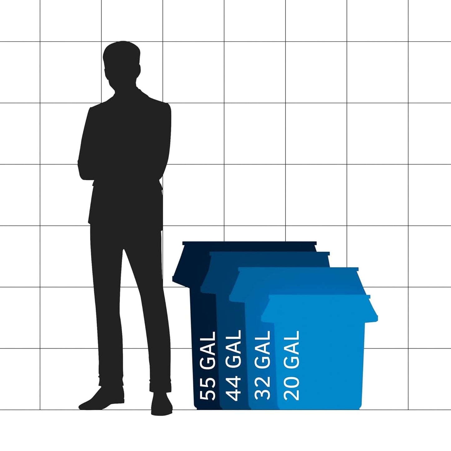 55 Gallon Blue Round Commercial Trash Can with Lid