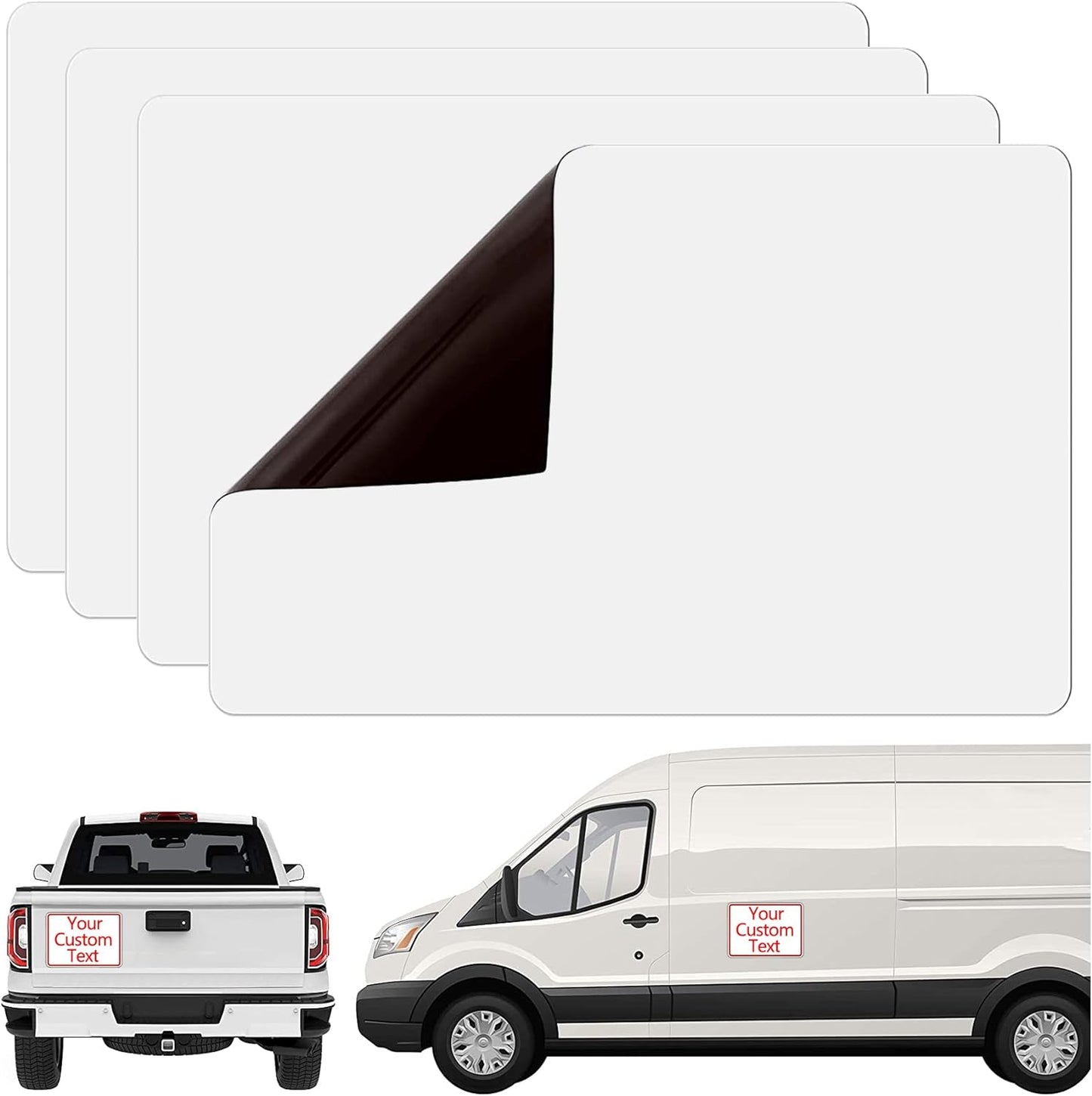 Car Magnetic Sheet, Large Blank White Magnet Sign Roll for Vehicle Doors, 11.5" x 17.5", 30 Mil Thick - Ideal for Custom Personalization Décor, Temporary Ads, Instructional & Warning Signs (4)