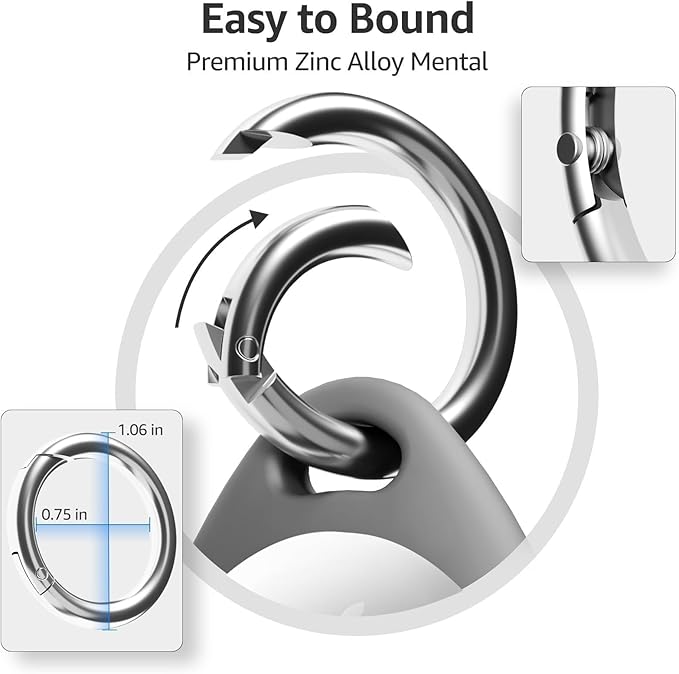 for AirTag Keychain Holder with Wire Cable, Secure Lock Case for Air tag, Compatible with AirTags, Key Ring Chain Luggage, for Airtag Accessories for GPS Item Finder Tracker, Grey