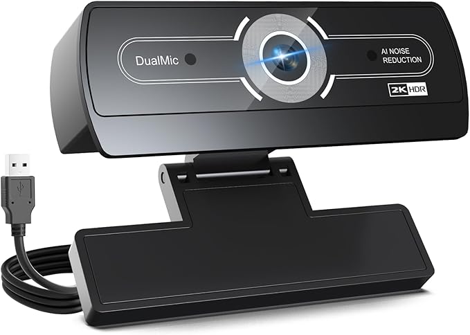 2K Webcam for PC - 2K Ultra HD Computer Camera with PDAF Autofocus, AI Noise-Canceling Mic, USB Plug & Play, 92° FOV & Auto Lighting Correction for Laptop & Desktop (Social Streaming Video Call)
