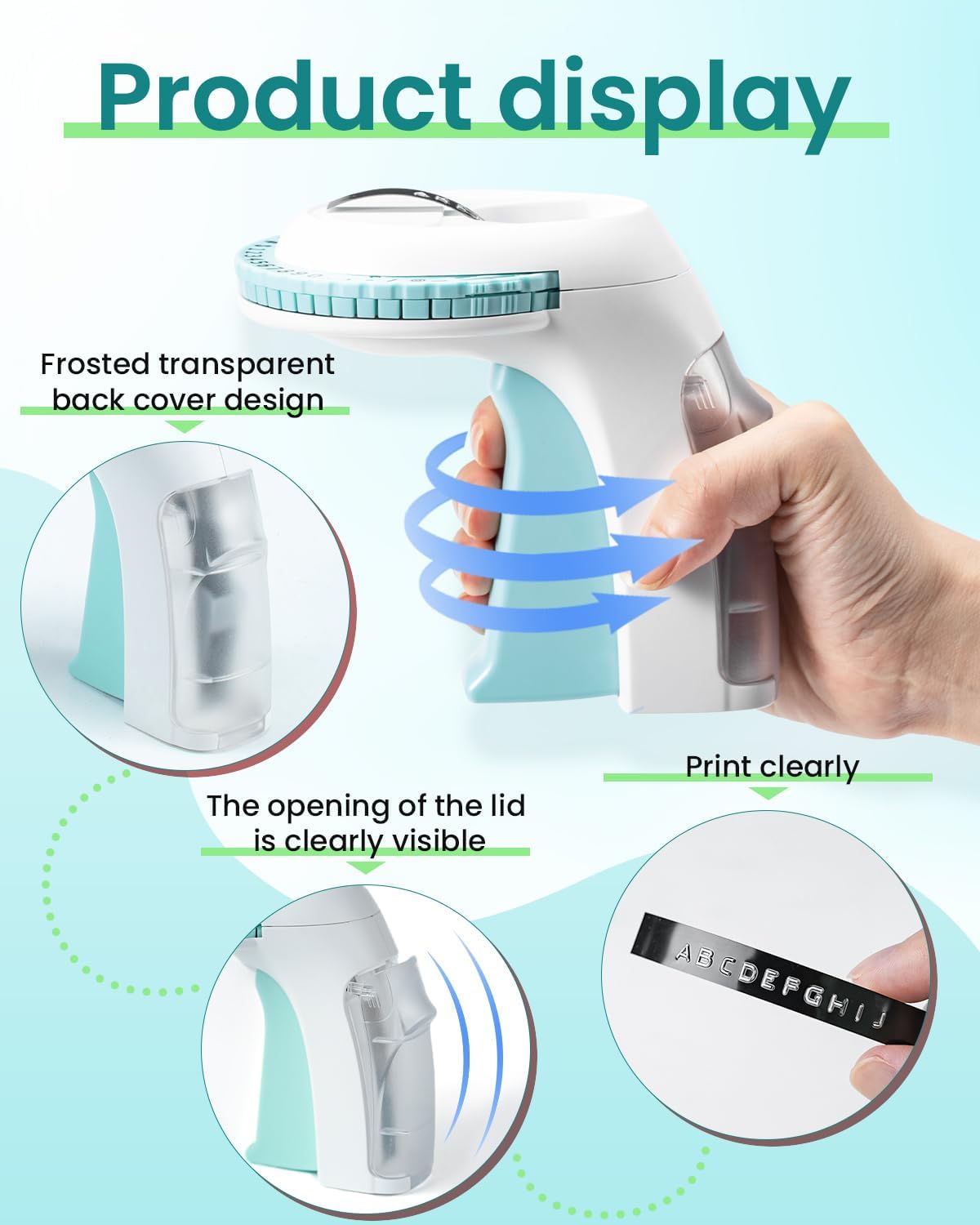 Label KINGDOM Embossing Labeler, Omega S Green Old School Embossed Label Maker with 10pk Embossing Label Tape, Portable Handheld Vintage Label Printer for Home Use