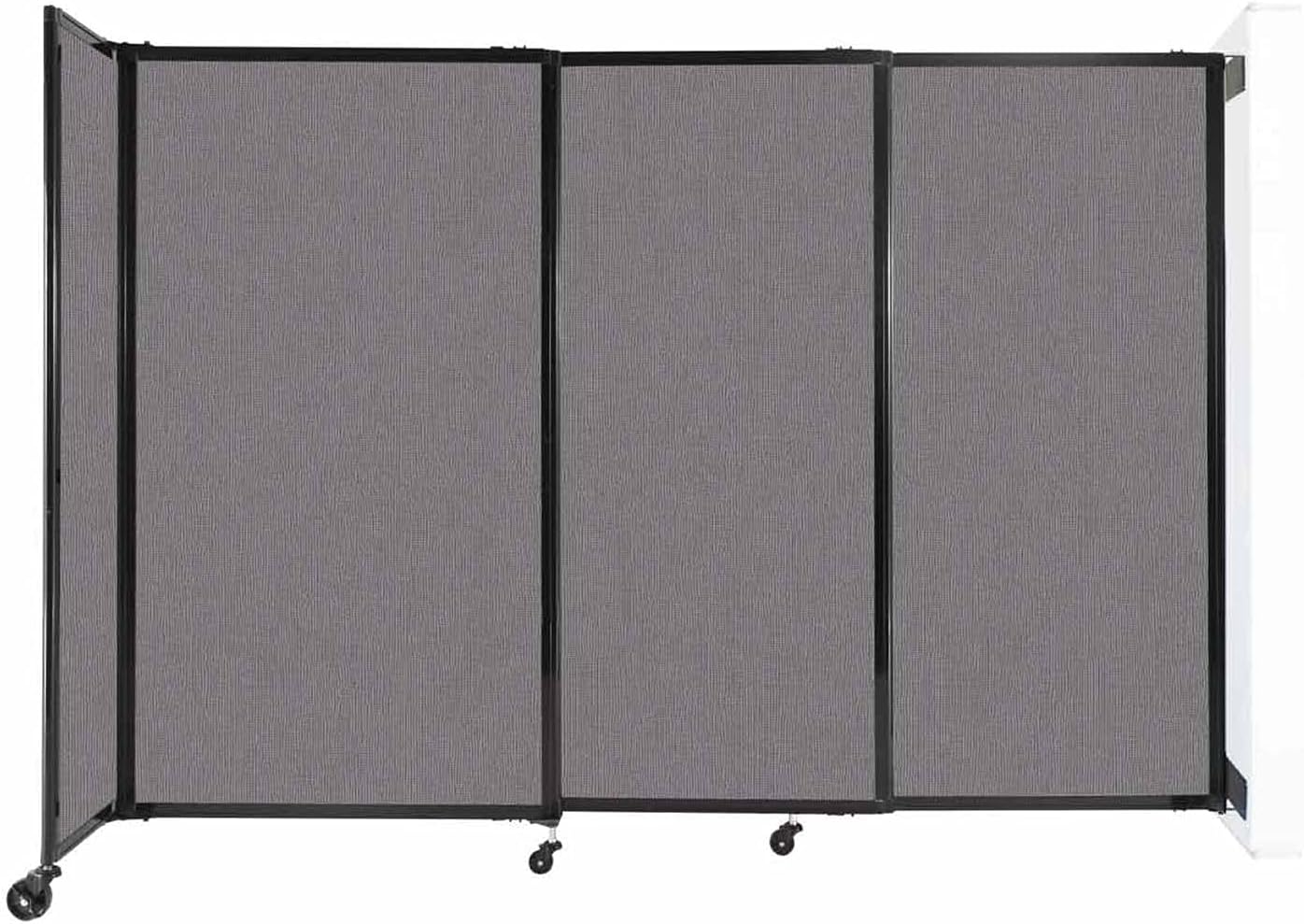 Wall-Mounted Sliding StraightWall Room Divider | Adjustable Widths | Locking Wheels | Room Separator | Up to 7'2" Wide x 5' Tall Slate Fabric Panels