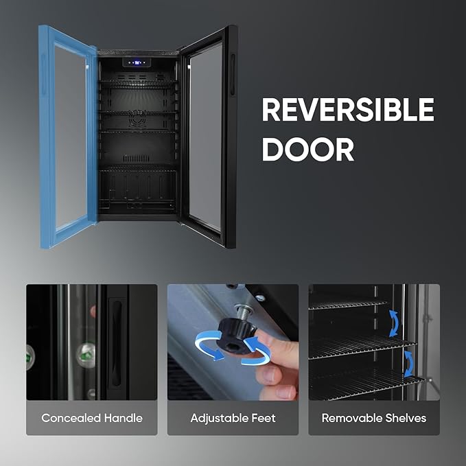 Beverage Refrigerator Cooler - 120 Can Mini Fridge with Glass Door for Soda Beer or Wine, Beverage Cooler for Bedroom, Office, Bar with Adjustable Shelves & Digital Temperature Display, Black