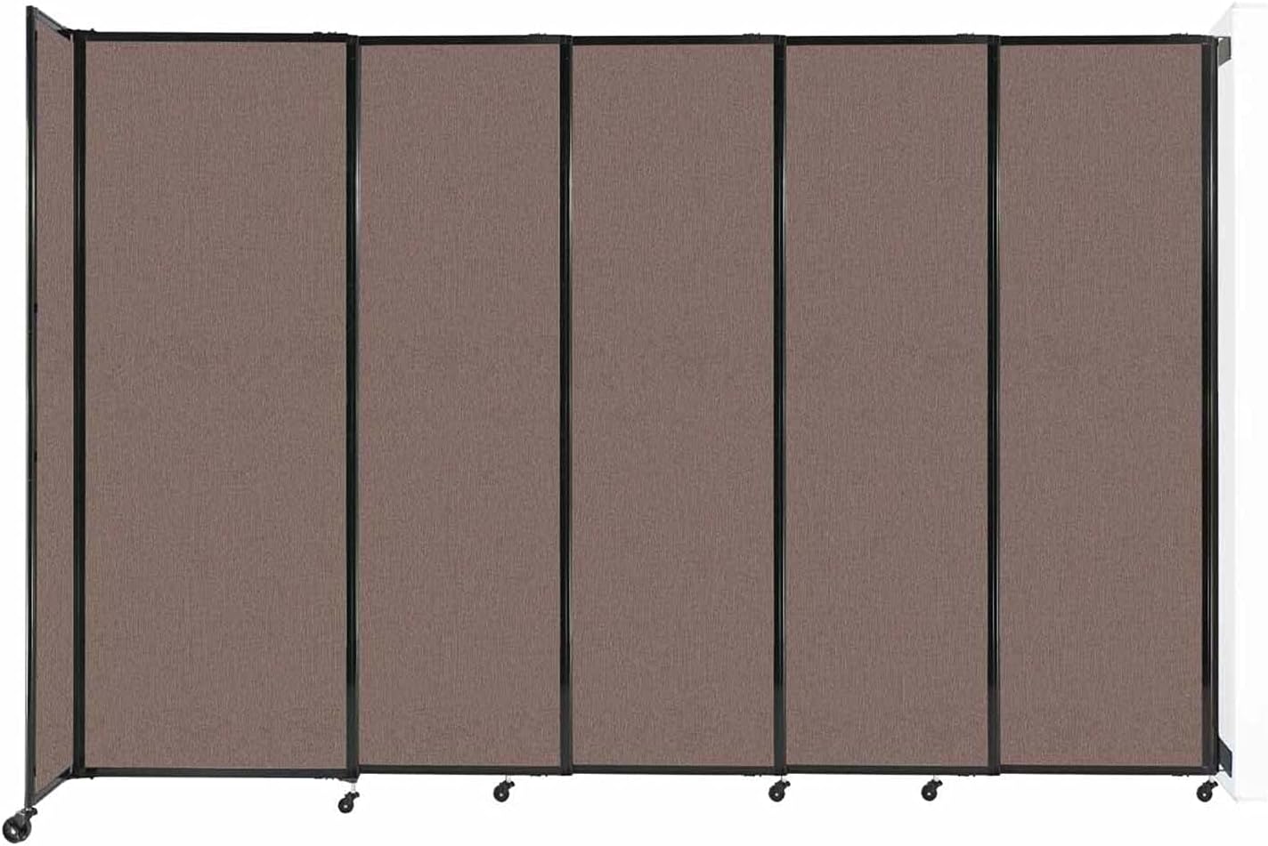 Wall-Mounted Sliding StraightWall Room Divider | Adjustable Widths | Locking Wheels | Room Separator | Up to 11'3" Wide x 7'6" Tall Latte Fabric Panels