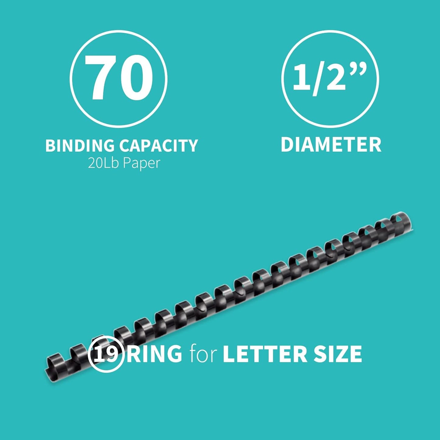 Binditek 120 Pack Binding Covers and Combs kit, Includes 50 Pcs 8mil Clear PVC, 20 Pcs 1/2" Binding Combs, 50 Black Paper Covers, for Letter Size