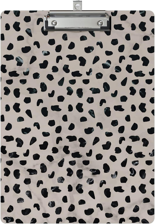 Cute Clipboard Leopard Wood Design Decorative A4 Letter Size Clip Boards for Classroom Office, Standard Size 9" x 12.5" with Low Profile Metal Clip - Cheetah Spots
