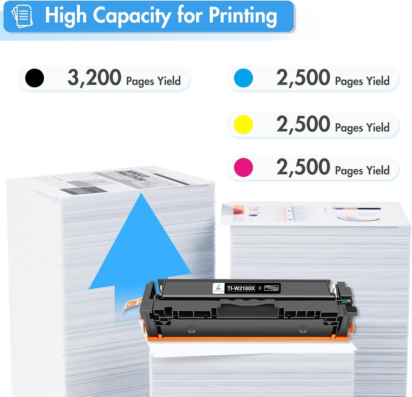 218X Toner Cartridges 4 Pack High Yield 218A 3201dw 3301fdw Compatible Replacement for HP 218A 218X Color Laserjet Pro 3201dw Pro MFP 3301cdw 3301sdw Printer Ink Set with Chip W2180X (B/C/Y/M)