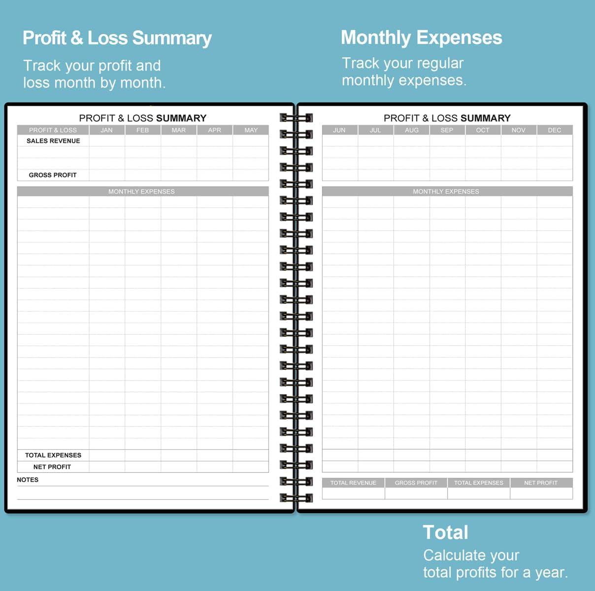 Heveboik Income & Expense Log Book - A5 Income and Expense Tracker for Small Business, Accounting Bookkeeping Tracking for Woman and Man, 5.8" x 8.3", Black