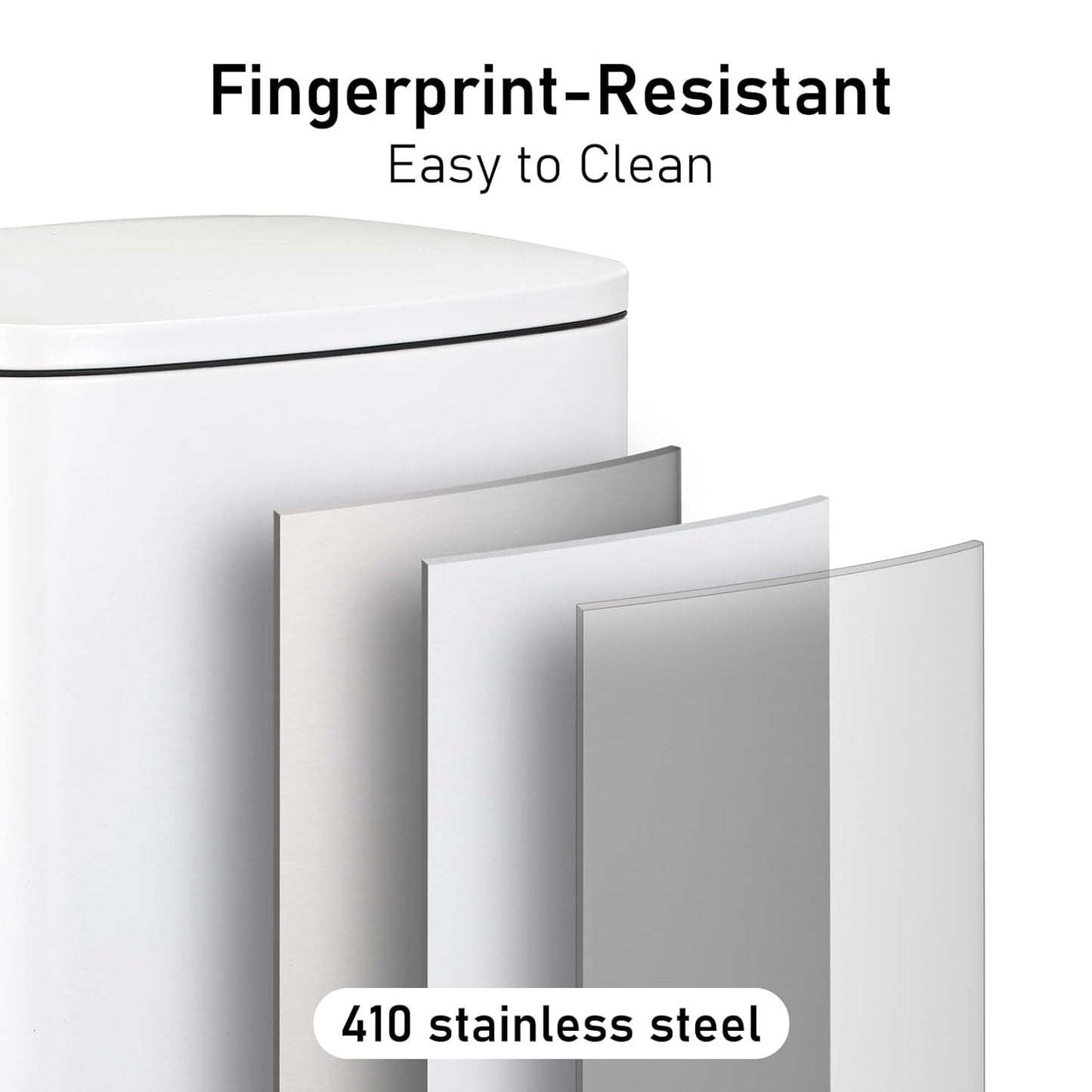 Arlopu 13.2+1.3 Gallon Step Trash Can, Stainless Steel Garbage Bin, Soft-Close Rubbish Bin with Removable Plastic Inner Bucket, Fingerprint-Proof, Lid Dustbin, for Kitchen Home (White)