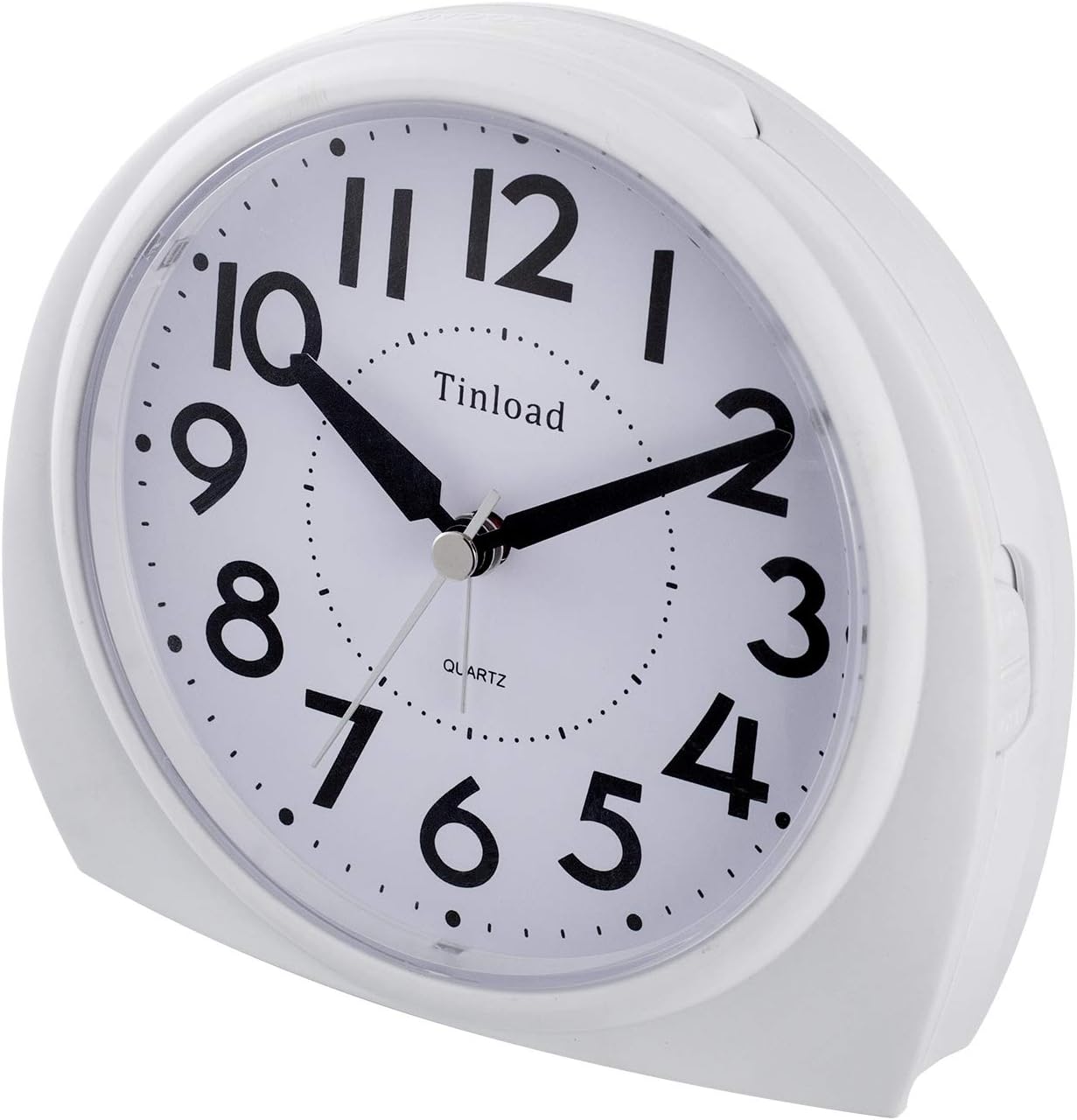 5.5" Large Analog Alarm Clock Silent Non Ticking, Gentle Wake, Beep Sounds, Increasing Volume, Battery Operated Snooze and Manual Light, Easy Set,White(Best for Elder)