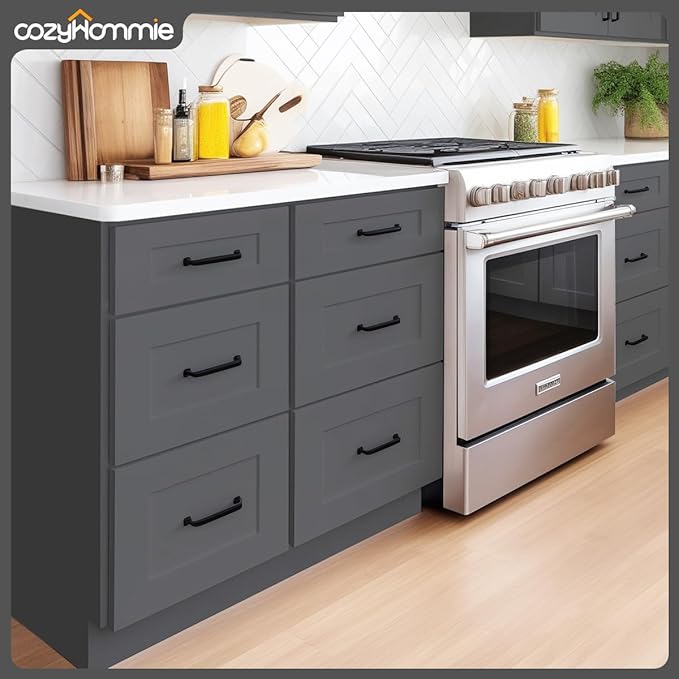 Shaker Style Pebble Grey RTA Base Drawer Cabinet by Solid Wood for Kitchen, Bathroom, Bedroom or Office with 3 Drawers and Soft Close(24" W x 24" D x 34-1/2" H)