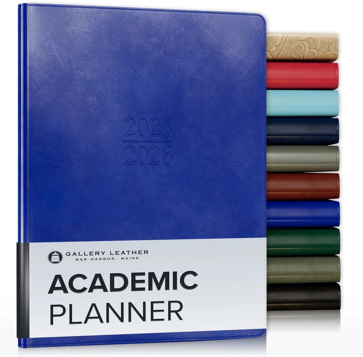 Gallery Leather Academic Planner 2025-2026, Teacher and Student Weekly Monthly Planner, Elegantly Bound Calendar with Gold-Gilded Page Edges, 18 Months - Acadia Malibu - 9x7"