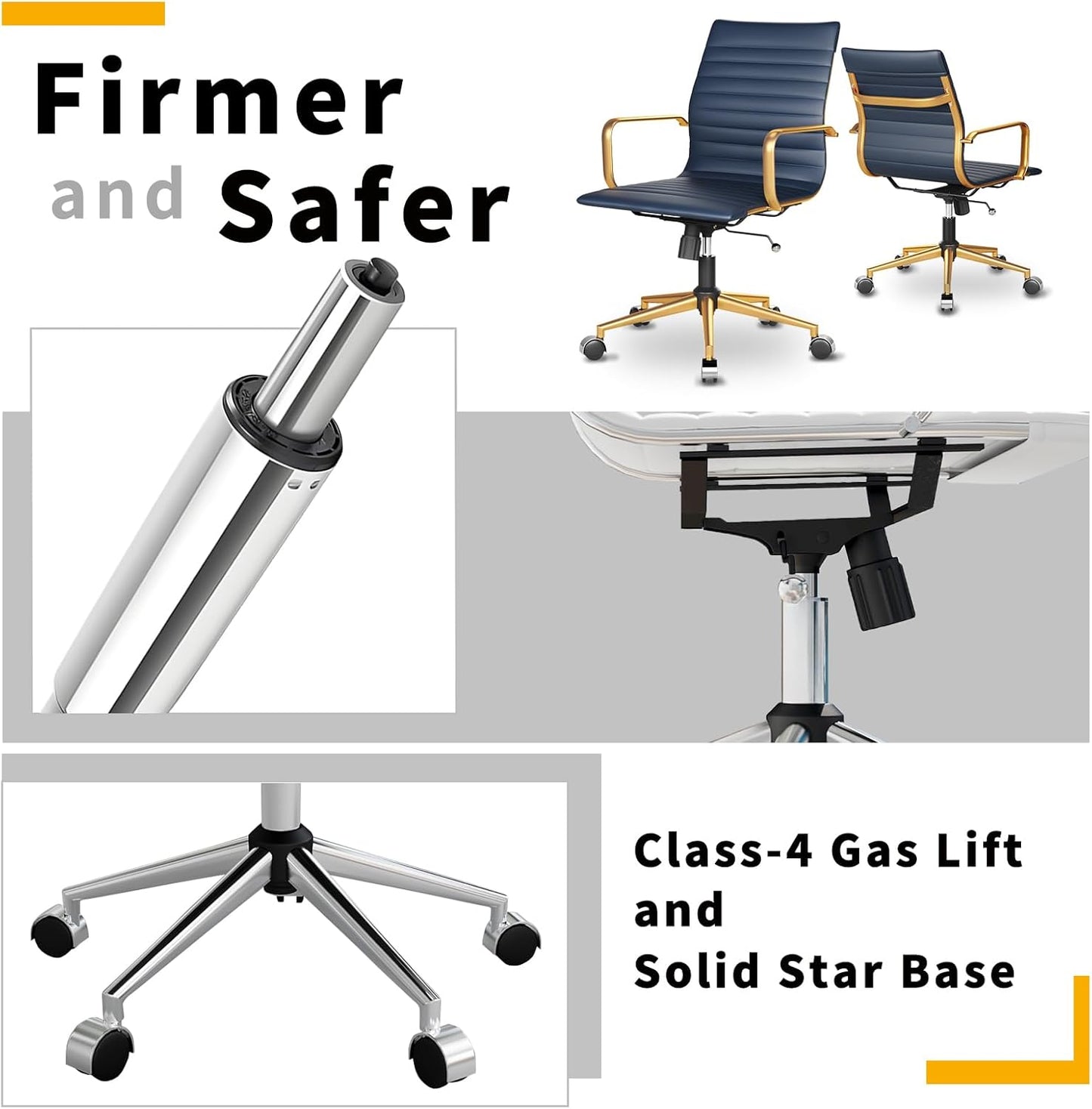 Chair, Desk Computer Chair ，with Armrests ，Ergonomic Office Chair for Home and Office, 17.32 x 22.83 x 35.43 inches, Multiple Colors (Gold Navy)