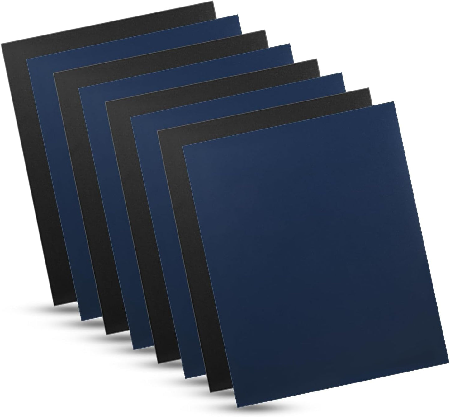 100 Pack Binding Covers Set, 8.5x11 Inches, Including 50 Pcs 12 Mil Navy Color Plastic Binding Covers, 50 Pcs 12 Mil, Black Color Plastic Binding Covers, Sand Textured