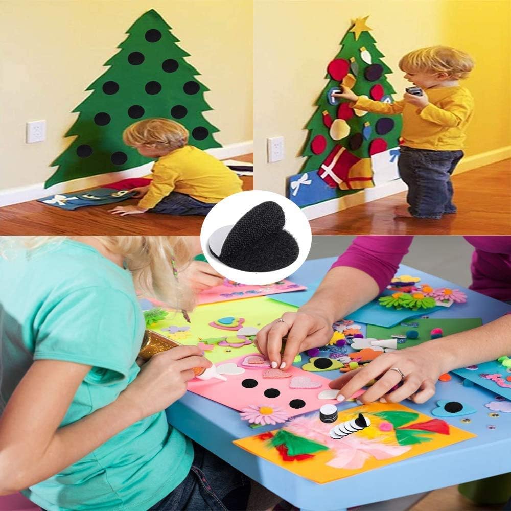 BRAVESHINE Adhesive Tape - 16PCS Hook and Loop Fasteners - Double Sided Adhesive Pads - Rug Carpet Gripper Mounting Tape for Wall Decorations or Tools Hanging - Round 2 inch