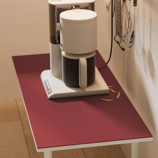 Leather Desk Mat,1.8mm Thick,15.75x23.6 Inch Desk Cover,Nightstand Cover,Night Stand Cover for Top,Night Stand Cover,Side Table Cover,Night Stand Mat(Black+Wine Red,15.75x23.6)