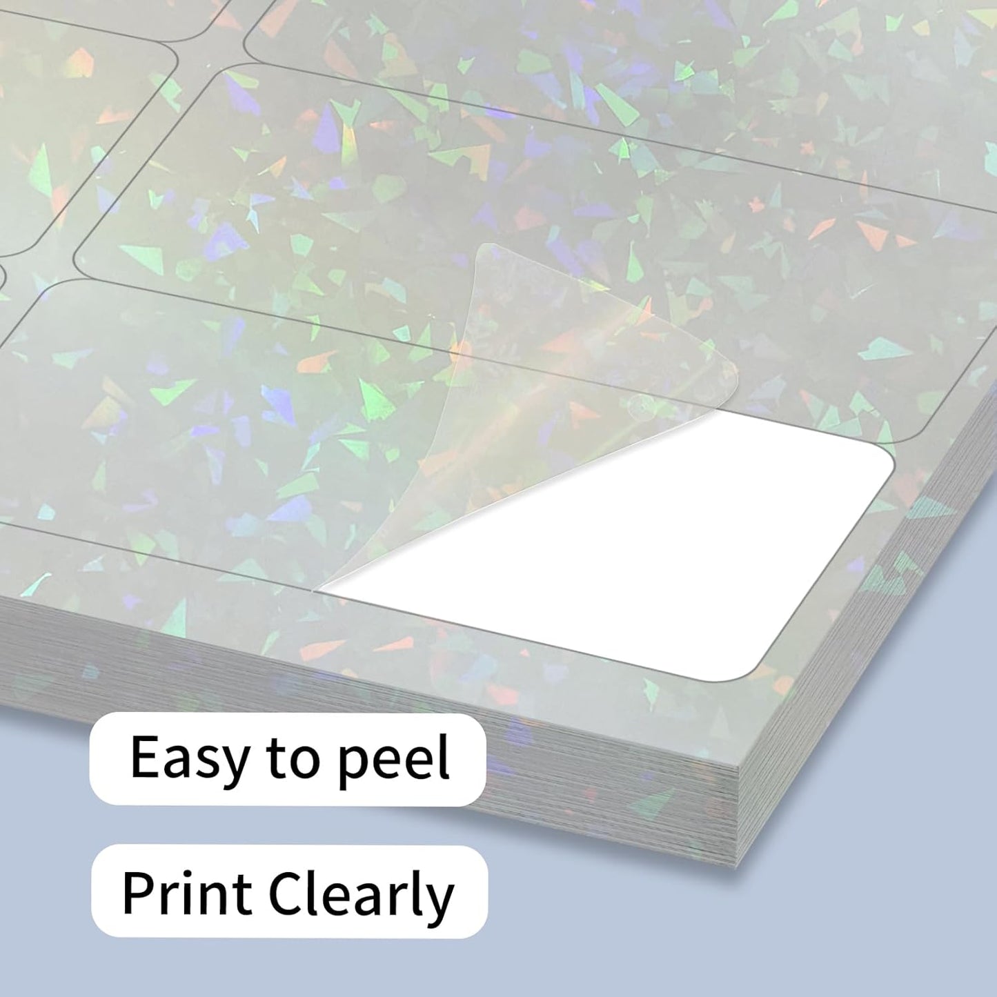 STARLIBOO Transparent Stickers Labels - 2" x 4" Clear Address Labels Mailing Stickers for Laser/Inkjet Printer 8.5"×11"- 200 Labels (Clear Holographic)
