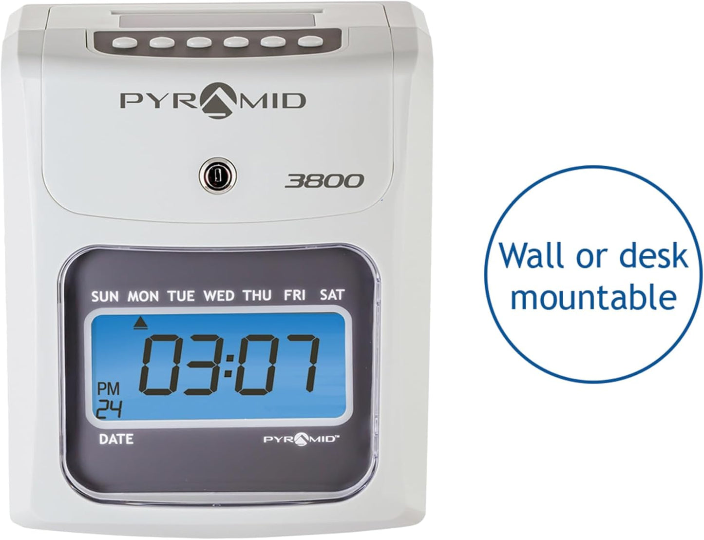 Pyramid Time Systems - Model 3800 Auto Totaling Time Clock, Electronic Time Punch Clock for Small Business, Bundle Includes: 50 Time Cards, 1 Ink Ribbon and 2 Security Keys - Ivory