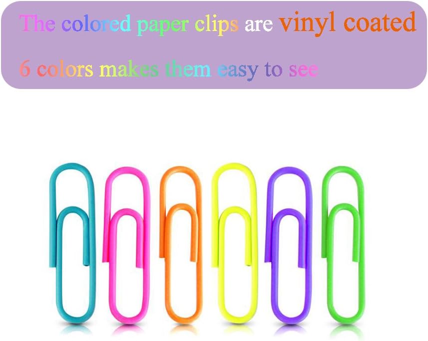 Coideal Colored Small Paper Clips Vinyl Coated, 200 Pack 28mm Assorted Color Mini Paperclips Holder Colorful for School, Office