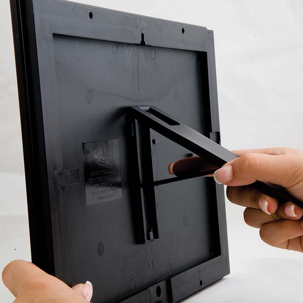 M&T Displays Opti Snap Poster Frame 8.5x11 Inch with Back Support Black Color 1" Aluminum Profile, Front Loading, Wall Mounting, Photo, Picture, Document, Sign Holder