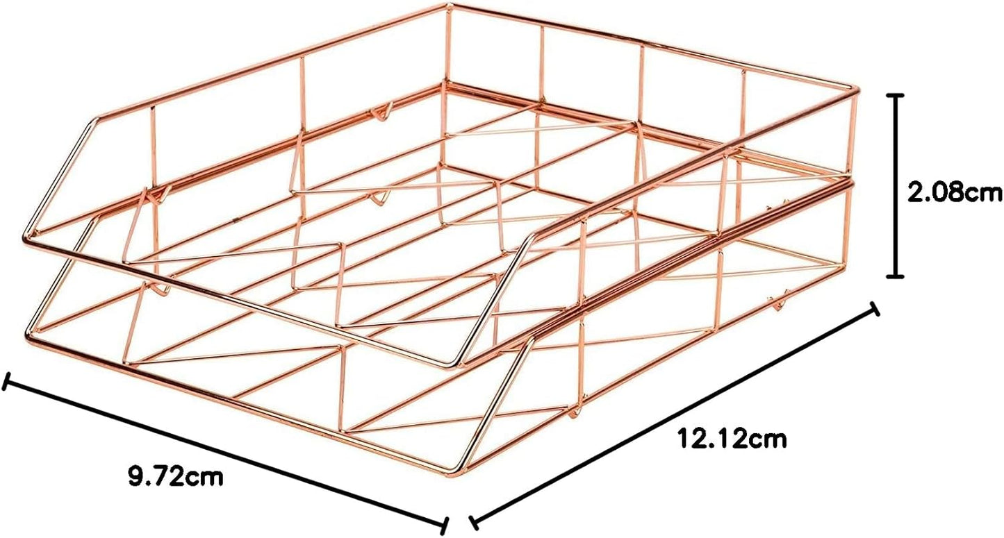 U Brands Desktop Letter Tray, Wire Metal, Copper/Rose Gold