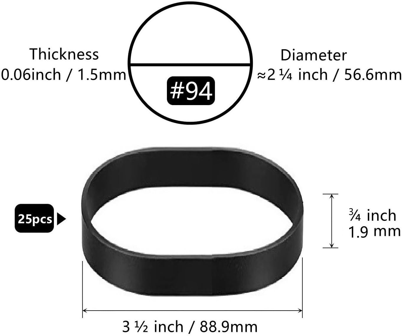 Tactical Rubber Band Black - Heavy Duty UV Heat Cold Resistant Thick Strong Elastic Rubber Bands Outdoor Hiking Backpacking Survival Camping Biking Fixed Item (#94)