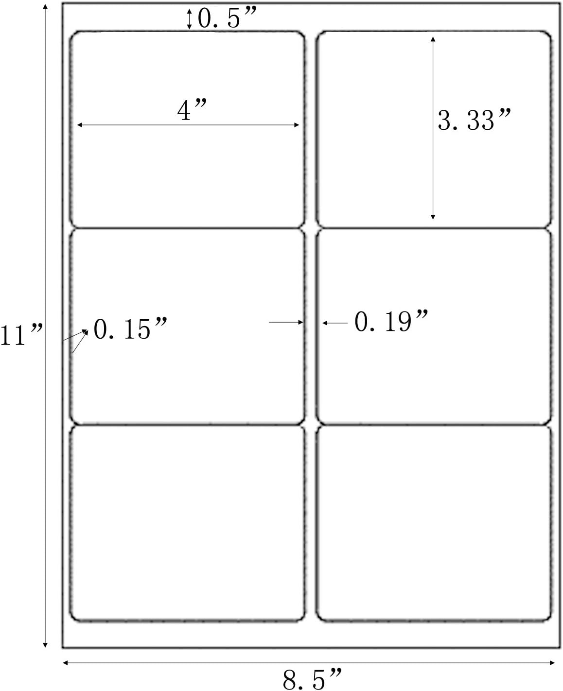 MPRT 1000 Sheets 3-1/3" x 4" Shipping Address Labels Printable Label Stickers Paper for Laser/Inkjet Printer 6 per Page Mailing Labels, FBA Box Labels - Matte, 6000 Labels