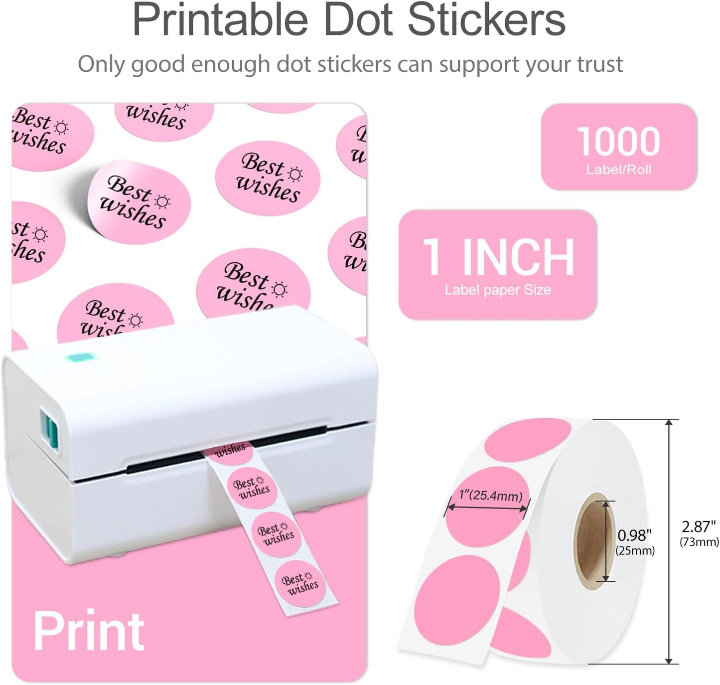 1 Inch Circle Dot Stickers 6000PCS Color Coding Thermal Labels Dots Writable Printable Small Round Stickers for Office, Classroom, Inventory, Garage, Organizing Storage, 6 Mixed Color