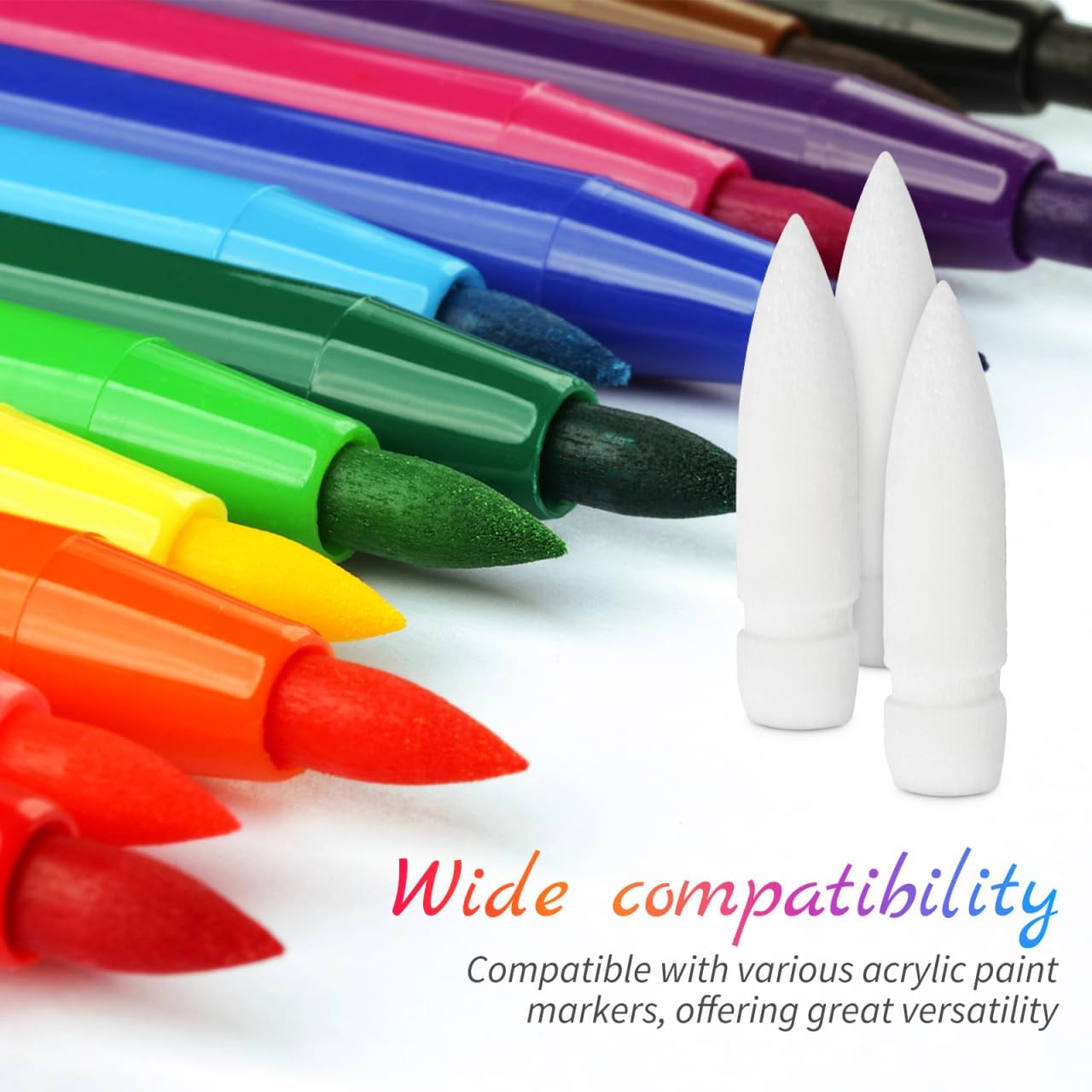 10Pcs Acrylic Marker Pen Tips - Replacement Nibs for Refillable Brush Pens - Art Supplies for Sketching and Drawing Compatible with Oil Markers