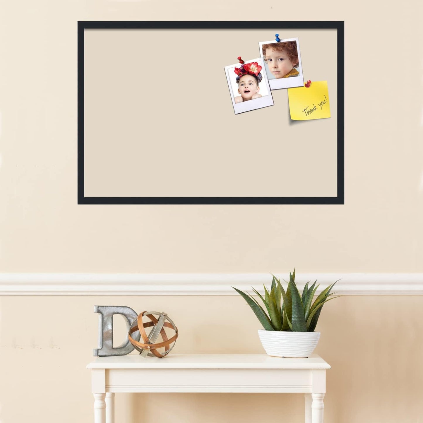 PinPix 36x24 Inch Cork Bulletin Board. This Decorative Framed Pin Board Comes with Desert Pastel Design and a Satin Black Frame. Ideal for Home Office Decor or Message Board (PinPix-1815)