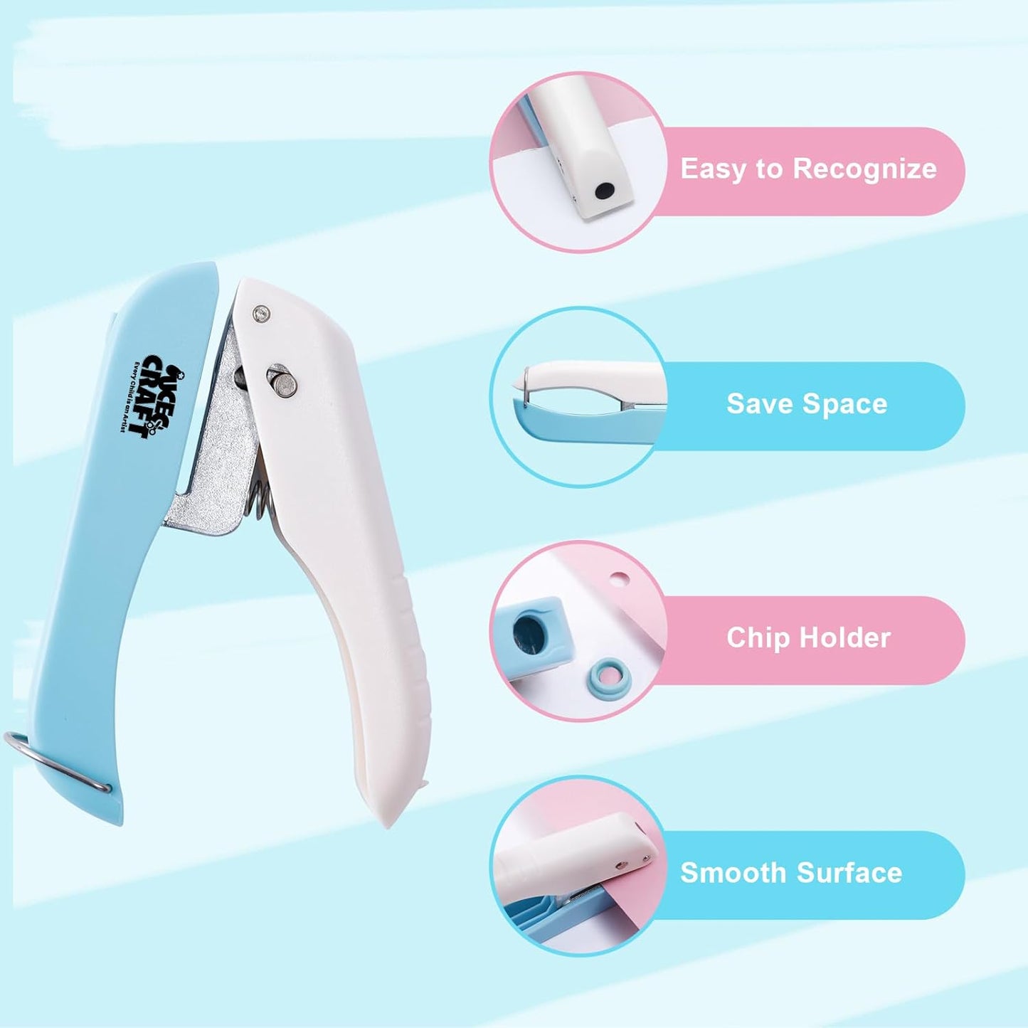 UCEC Single Hole Punch 1/4” Circle Paper Hole Puncher, One Hole Handheld Puncher, A Crafts Easy Punching Small Hole Puncher for Craft Paper Tags Clothing Ticket DIY Scrapbook Tool