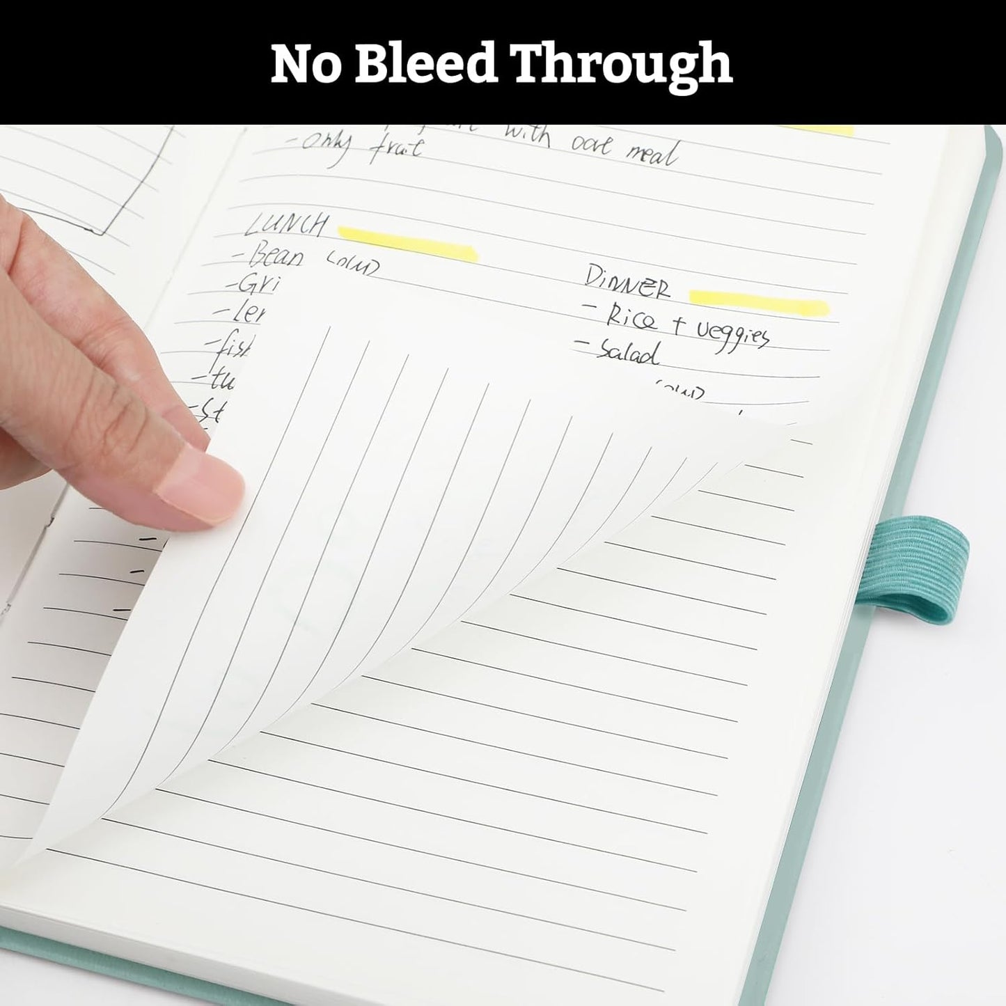 Lined Hardcover Journal Notebook, A5 192 Pages 100Gsm Thick Paper College Ruled for School,Note Taking,Work,Diary，5.7''*8.3'',Light Green