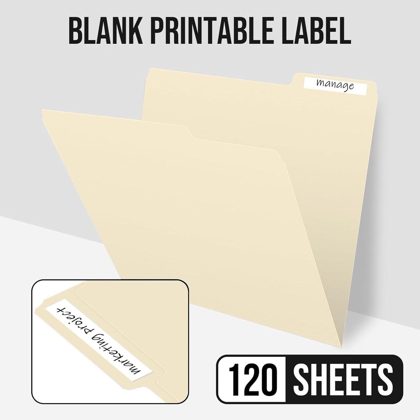 File Folders,IntoJoy 120 Pack Colored File Folder Letter Size, 1/3 Cut Tab Filing Folders for Office School Business File Document Organization,Manila