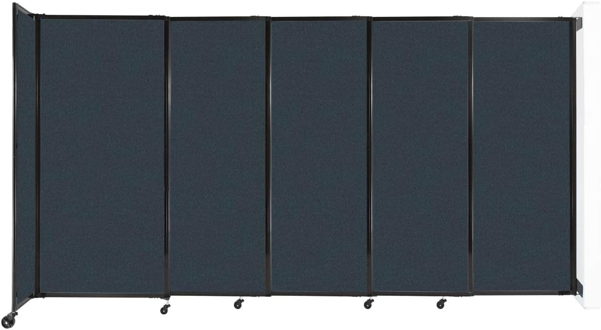 Wall-Mounted Sliding StraightWall Room Divider | Adjustable Widths | Locking Wheels | Room Separator | Up to 11'3" Wide x 6' Tall Blue Spruce Fabric Panels