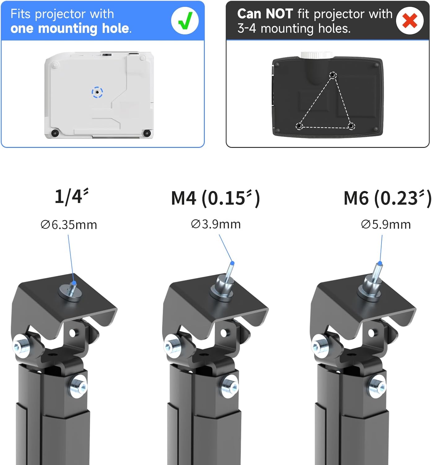 suptek Extended Mini Projector Ceiling Mount Adjustable Wall Mount with Thread Adapters for Projector DVR Camera, Max 21inch (PR05MINIB)