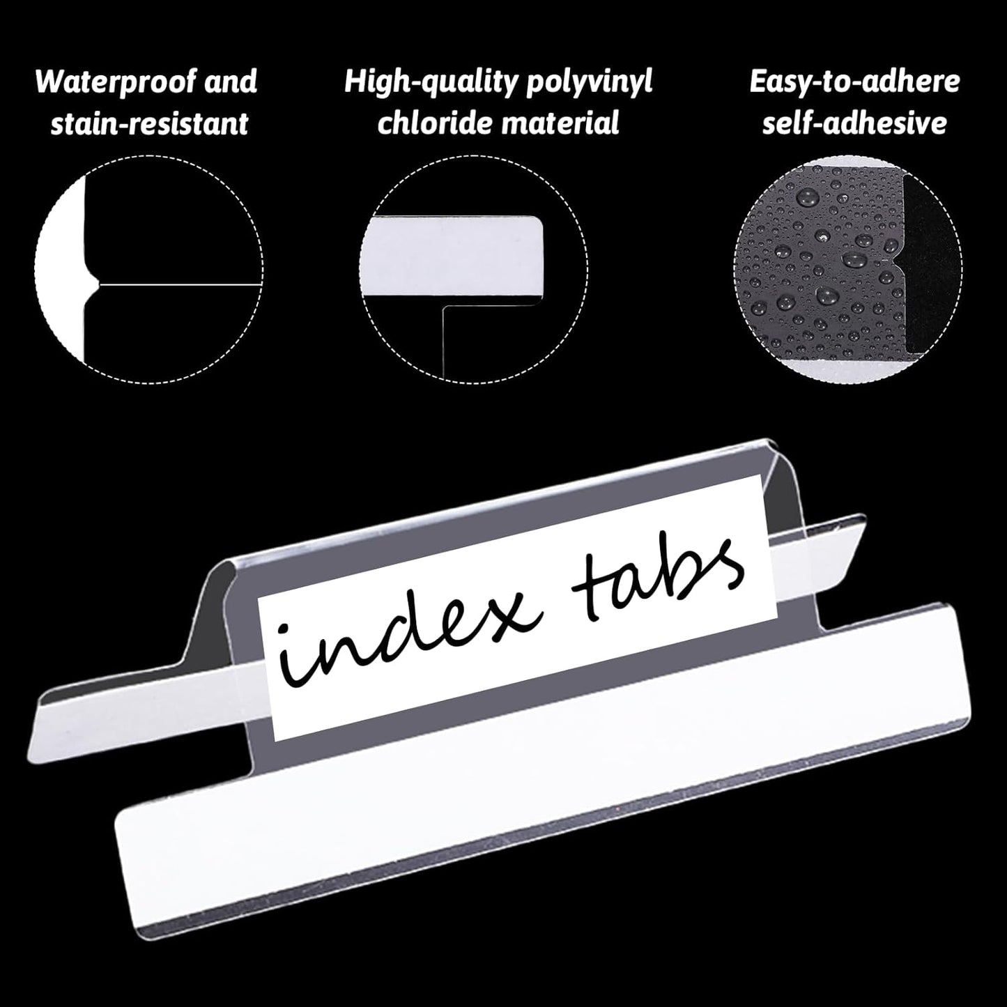2 Inch Insertable Self Adhesive Tabs with Printable Inserts Self Adhesive Index Tabs Clear Plastic Sticky Divider Tab Divider Tab Stick on Paper Stickys Tabes with File Folder Labels for Binder, 50PCS