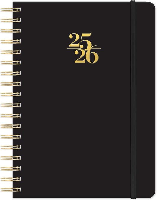 Orange Circle Studio Academic Planner 2025-2026, Amazon Exclusive, Black, Tri-Tab Planners, 17-Month Triple-Section, August 2025 to December 2026, 9.6" x 7", Weekly Monthly Planner Calendar for School or Work, Note Pages