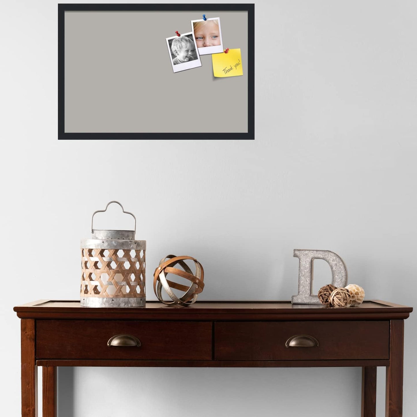 PinPix 27x18 Inch Cork Bulletin Board. This Decorative Framed Pin Board Comes with Dark Stone Design and a Satin Black Frame. Ideal for Home Office Decor or Message Board (PinPix-1808)