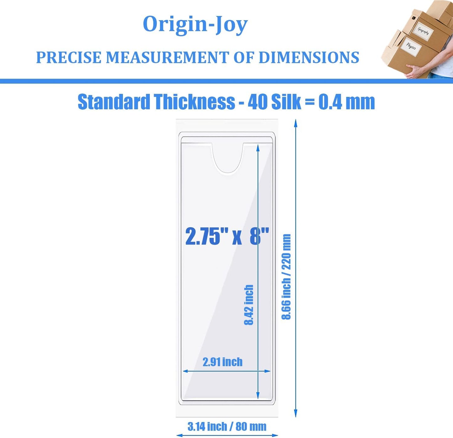 Origin-Joy 35 PCS Self Adhesive Index Card Pockets with Top Open, Clear Plastic Label Holder for Cards of Note, Library and Business, Adhesive Label Pockets & Card Holder (2.75 x 8 inch)