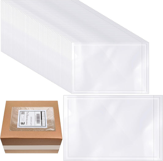 Cholemy 200 Pcs 9.5 x 12 in Clear Packing List Envelopes Shipping Pouches Mailing Shipping Label Sleeves Clear Adhesive Pockets Protectors Slip Envelope Pouches Holders Cover Enclosed Bag for Packing