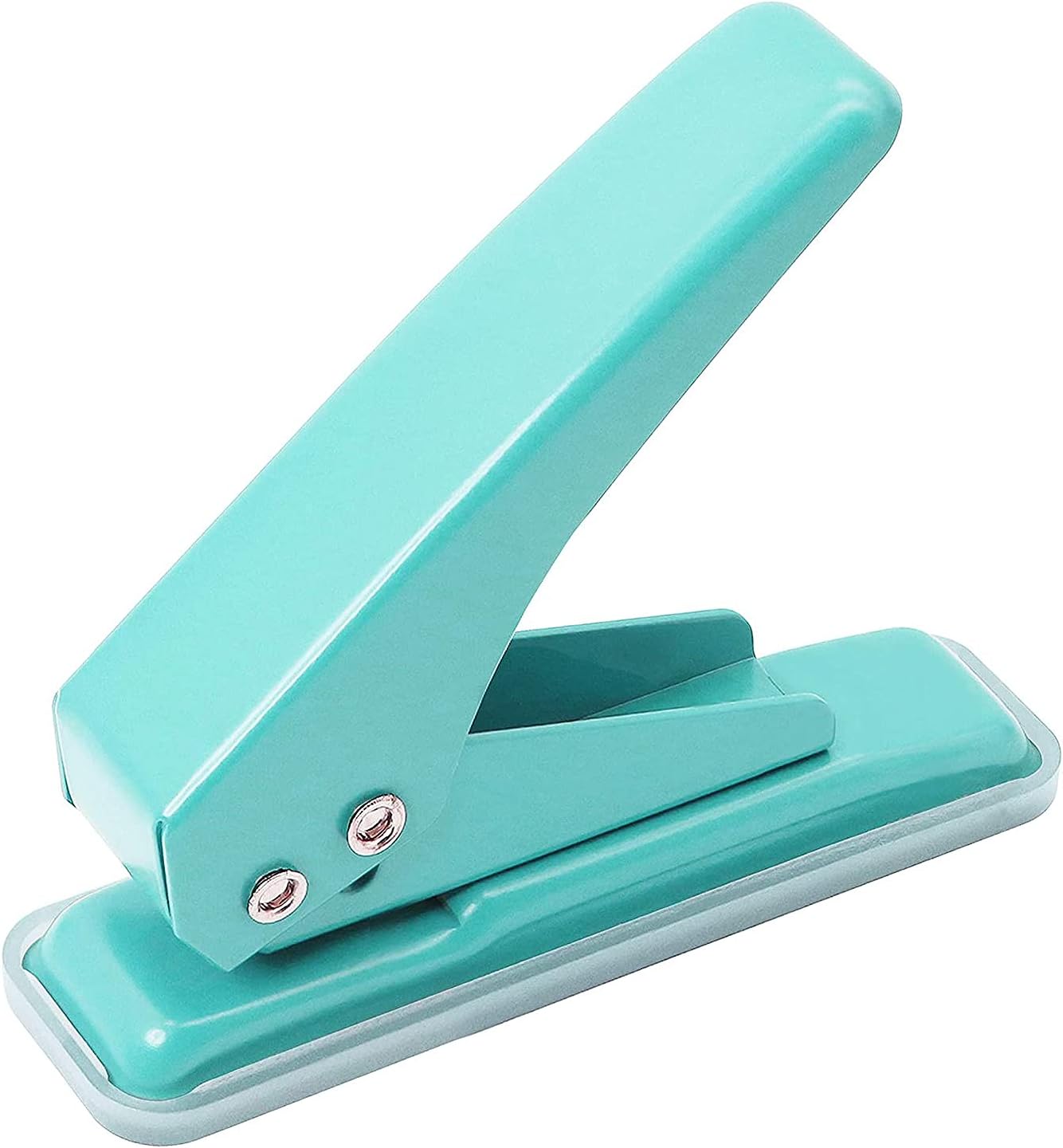 Single Hole Puncher Handheld 1/4 Inches Hole Punch, 20 Sheet Paper Punch Capacity Metal Hole Puncher with Skid-Resistant Base for Paper, Chipboard, Art Project, Green
