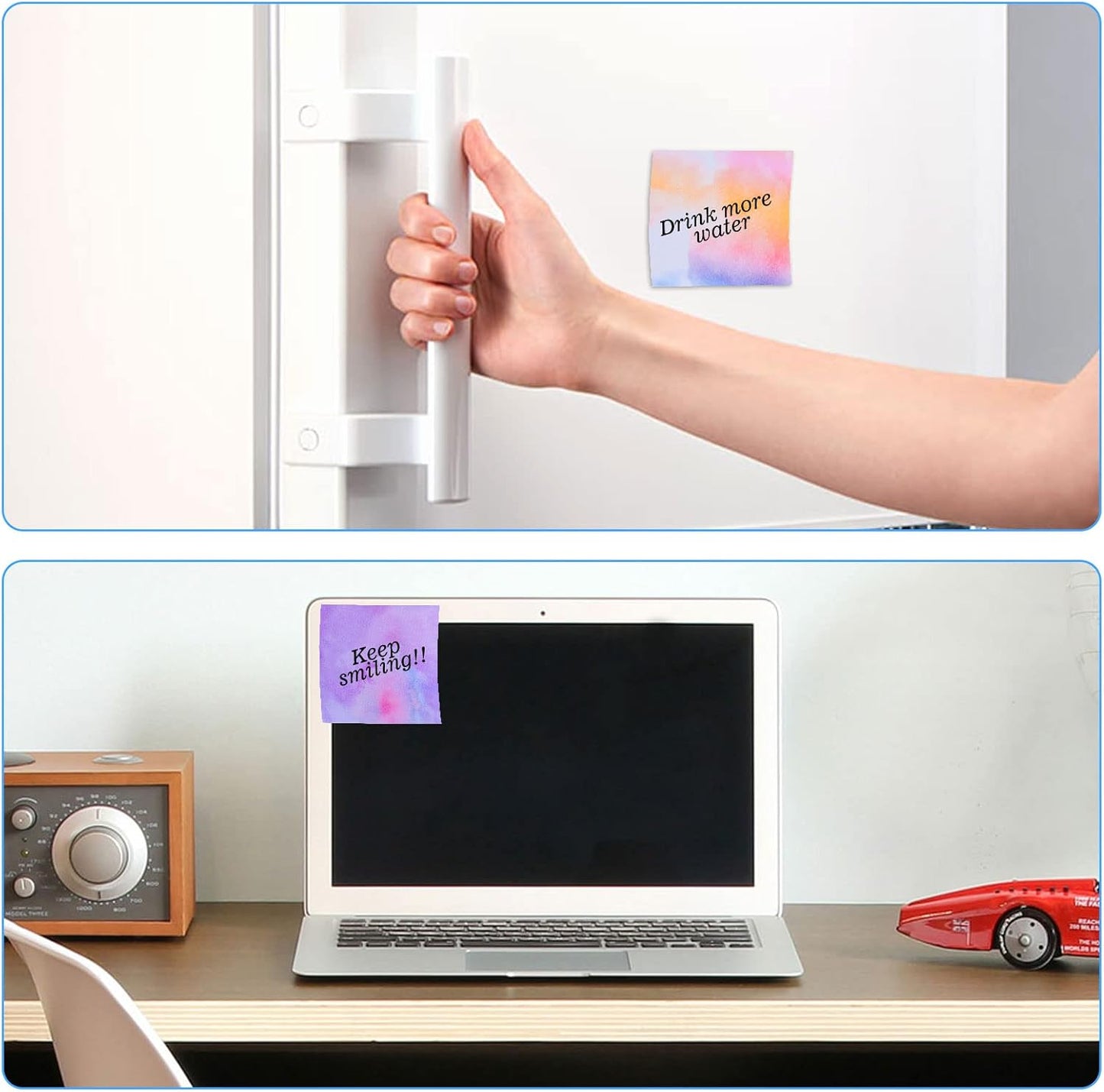 12 Pads Pop up Sticky Notes, 3x3 Cute Gradient Watercolor Self Stick Notes Pads, Multi Color Super Adhesive Memo Pads Refills, Easy to Post Paper Home Office Notebooks Supplies Accessories