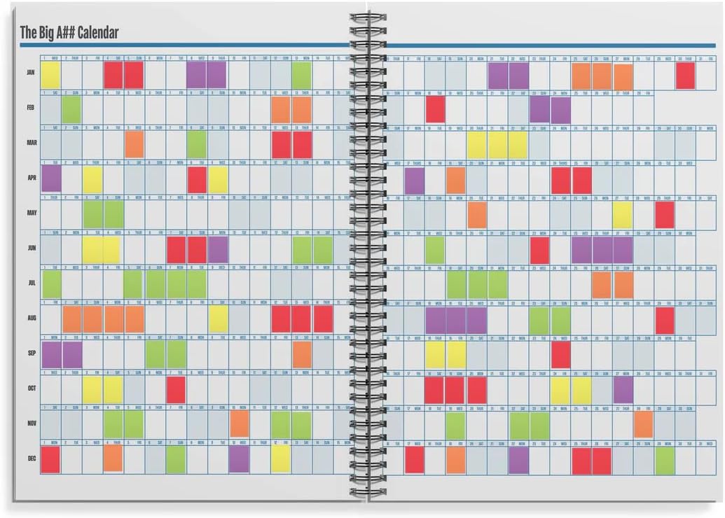 The Big A## Mid-Year Monthly Planner 2025–2026 – Mobile Desktop Calendar – Dry Erase Whiteboard – Fold-Out Design – Marker & Labels Included – 11x14" Expands to 22x14" – Blue