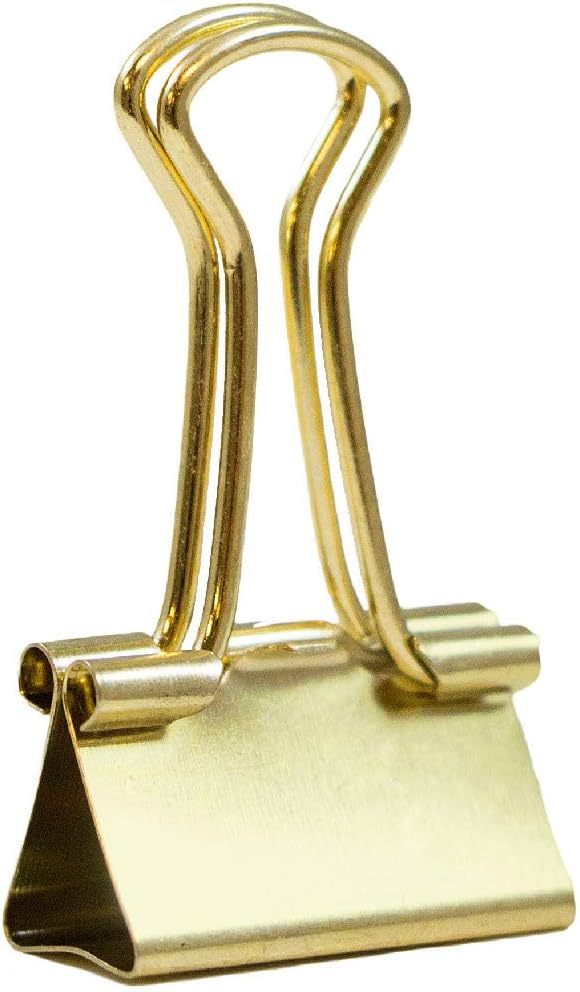 JAM PAPER Colorful Binder Clips - Medium - 1 1/4 Inch (32 mm) - Gold Binderclips - 15/Pack