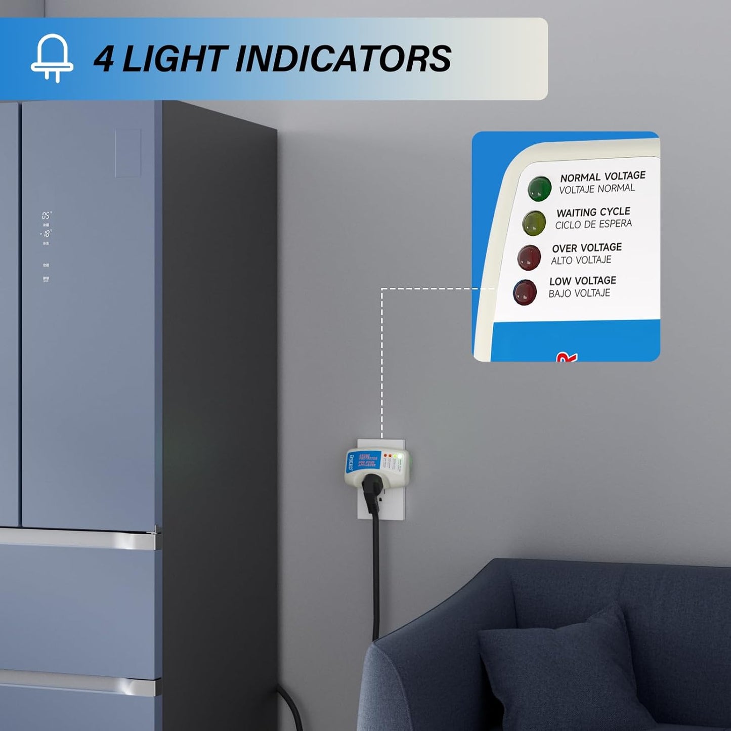 BSEED Voltage Protector, Single Outlet Surge Protector for Valuable Home Appliance Multi-Function Plug with Protection Wall Mount Power Suppressor for TV/PC/Refrigerator, 15A,125V, 1875W, 4 Pack