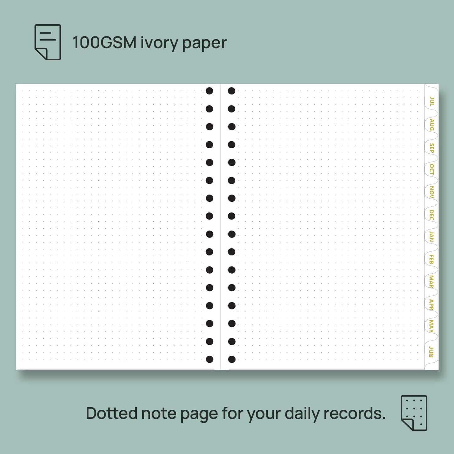 POPRUN Monthly Planner 2025-2026 Spiral Hardcover (6.25'' x 8.5''), 18 Months Calendar (Jul.2025 - Dec.2026)- 2 Pages per Month with Dotted Note Pages, Sunday Start, Laminated Tab - Haze Blue