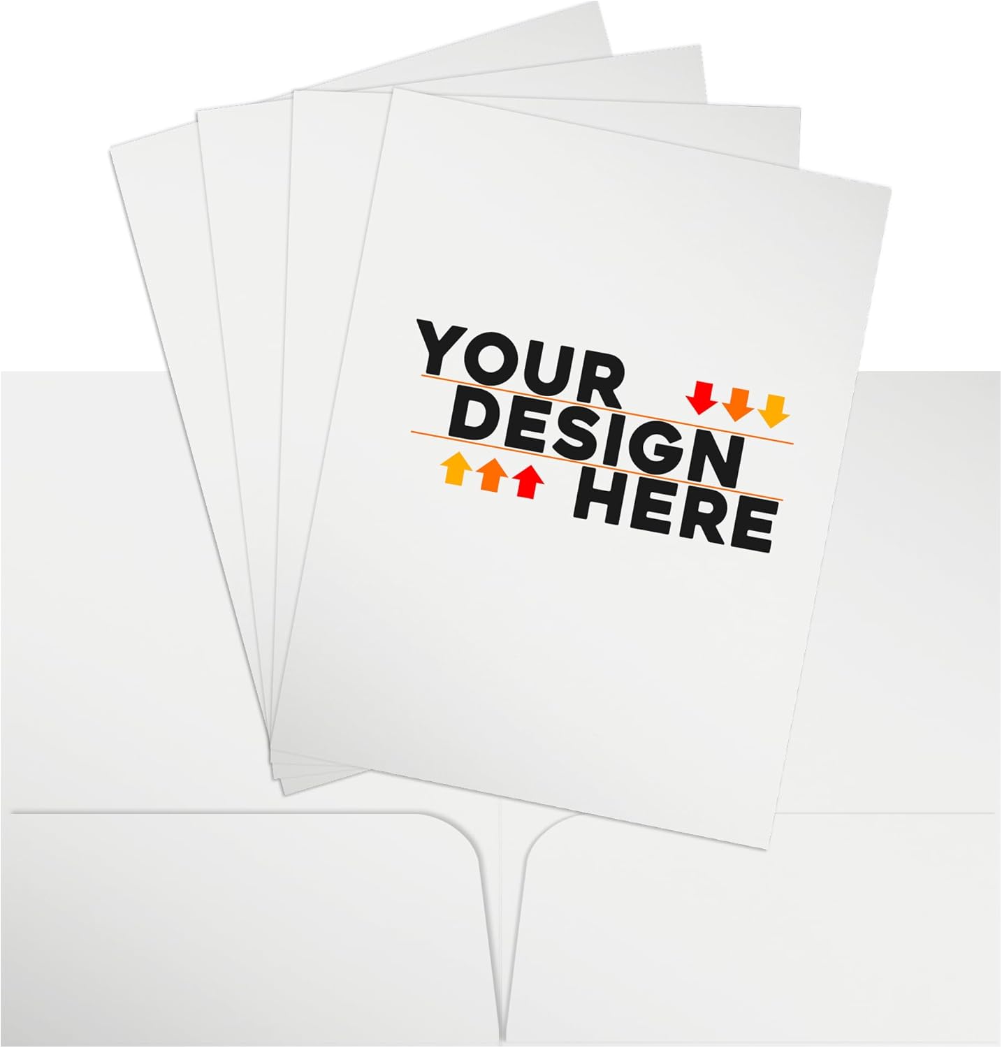 JAM PAPER Custom Printed Semi-Gloss Folders with Round Corner Pockets - Personalized Logo & Text - 12pt C1S - White - 100/Pack