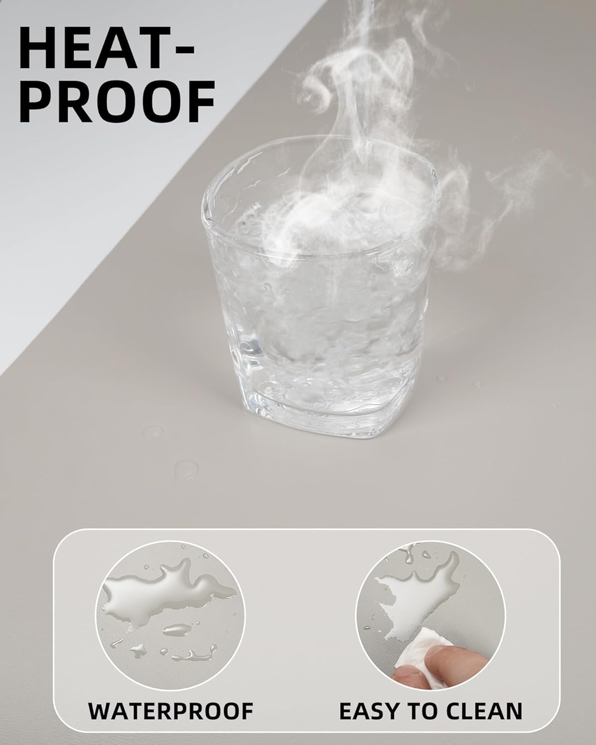 Small Leather Desk Mat, Mouse Pad, Laptop Mat, Non-Slip PU Leather Blotter, Waterproof Writing Pad for Office/Home (23.6"x13.8", Light Grey)