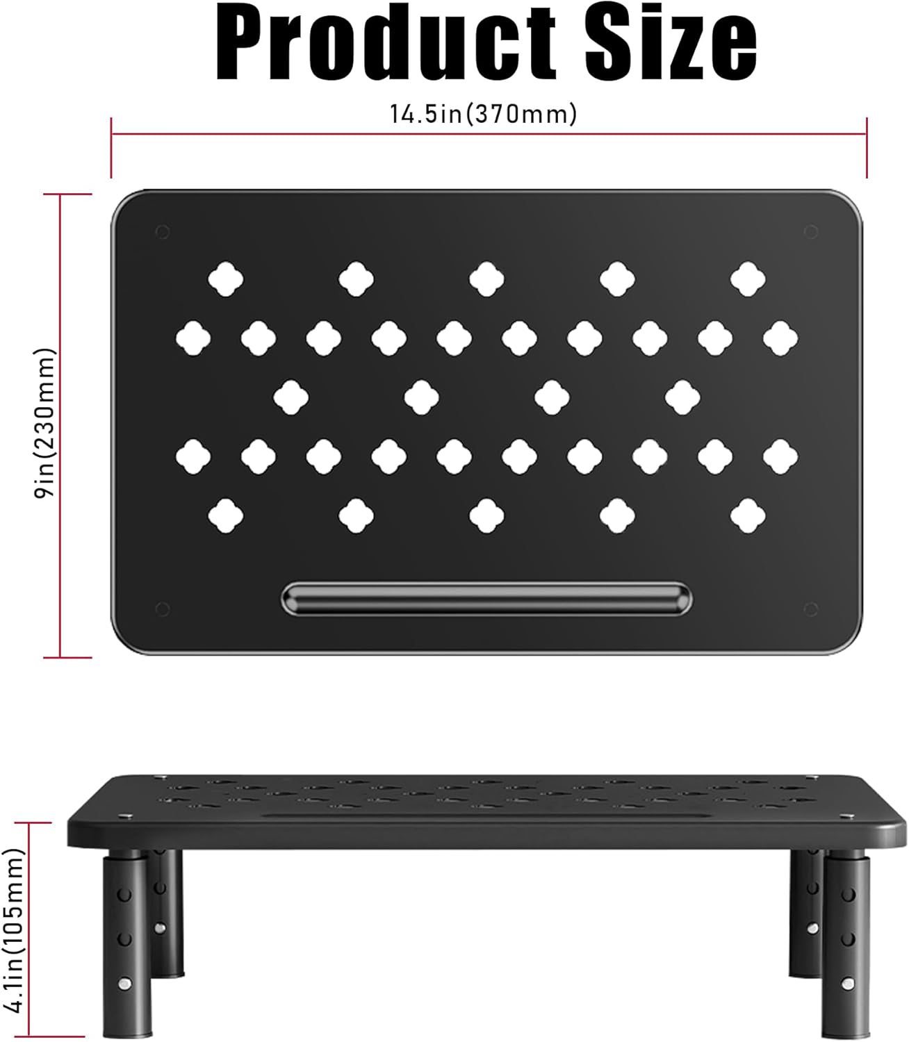 Computer Monitor Stand for Desk,Laptop Stand,Printer Stand,Adjustable and Stackable Height Increasing Storage Rack Suitable for Office, Home, and School Supplies,Black