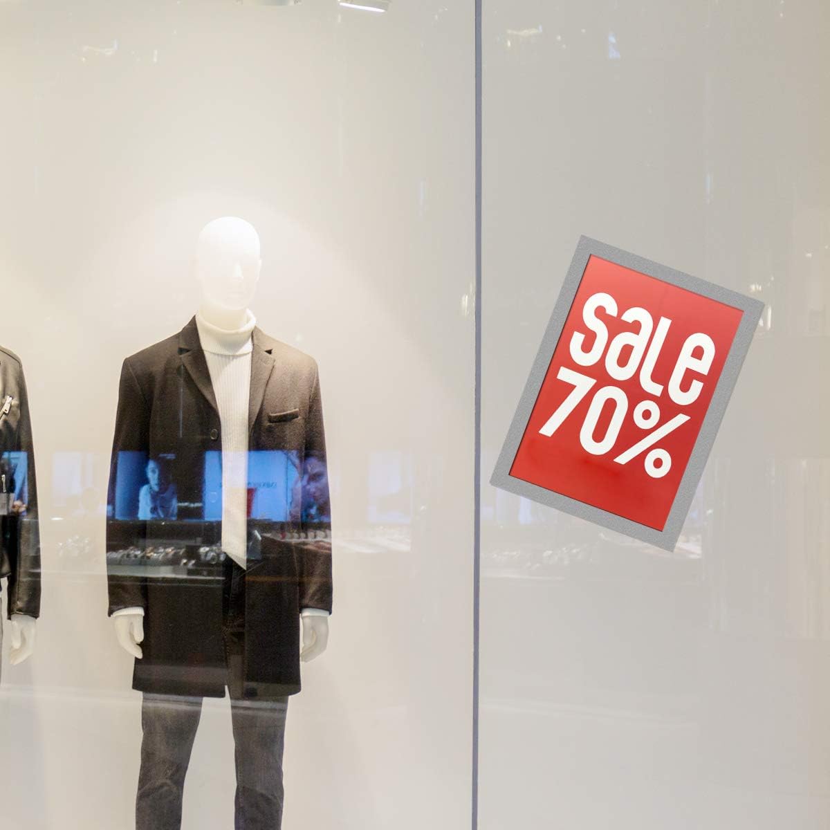 Document Sign Holder Pockets with Adhesive Back, Plastic Poster Picture Notice Display Frame for Window/Door/Wall/Cabinet, 8.5 x 11.6 Inches, Silver, 2 Pack